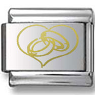 Wedding Rings In Heart Outline Gold Laser Charm