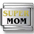 SUPER MOM Gold and Black Laser Charm