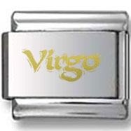 Gold Virgo Text Laser Charm
