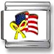 American Flag with Yellow Ribbon Italian Charm