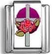 Cross with Rose Photo Charm