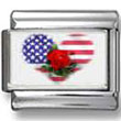 American flag heart with a rose photo charm