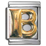 B gold 13 mm Italian Charm