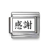 Kanji Symbol "Grateful" Italian Charm
