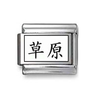 Kanji Symbol "Grassland" Italian Charm