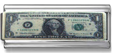 Dollar Bill Double Link Enamel Charm