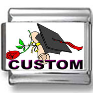 Graduation Cap & Rose Custom Photo Charm