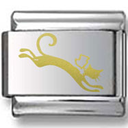 Jumping Kitty Gold Laser Charm