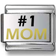 #1 MOM Black and Gold Laser Charm V.2
