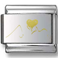 Person Kissing a Heart Gold Laser Charm