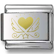 Heart and Wings Gold Laser Charm