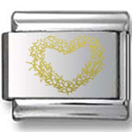 Detailed Wreath Heart Gold Laser Charm