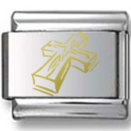 Holy Cross Gold Laser Charm