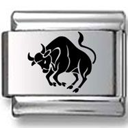 Taurus the Bull Black Zodiac Icon Laser Charm