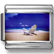 Beach Chair on Empty Beach Photo Charm