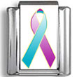 Teal and Purple Domestic Violence Awareness Ribbon Photo Charm
