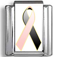 Black and Pink Awareness Ribbon Photo Charm