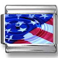 Water Drop on American Flag Photo Charm
