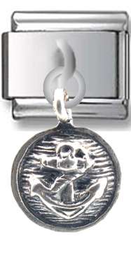 Anchor in Circle Sterling Silver Italian Charm