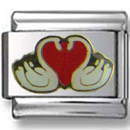 Two Swans with Heart Italian Charm