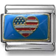 American- Flag- Heart Italian Charm