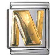 N gold 13 mm Italian Charm
