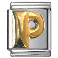 P gold 13 mm Italian Charm