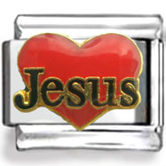 Red Heart and Jesus Enamel Charm