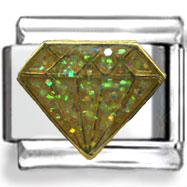 Shimmering Gold Diamond Enamel Charm