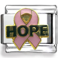 Hope Pink Ribbon Enamel Charm
